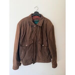 Vintage Hill & Archer Men's Brown Leather Jacket Size 44 Made In Korea Large